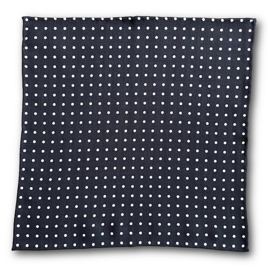 Regent - Wool Pocket Square - Navy/White Spot
