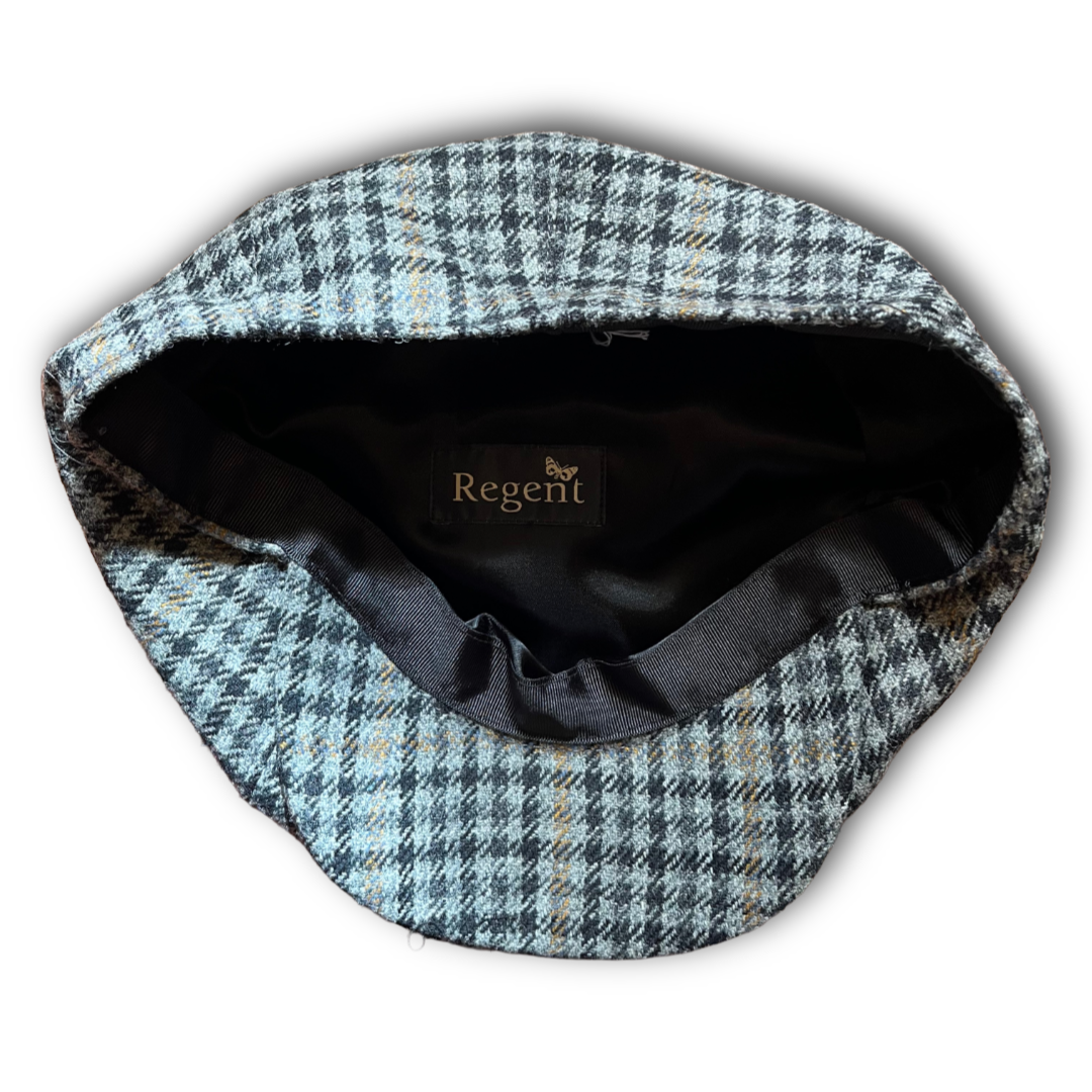 Regent - Baker Boy Cap - Grey/Yellow Overcheck Tweed