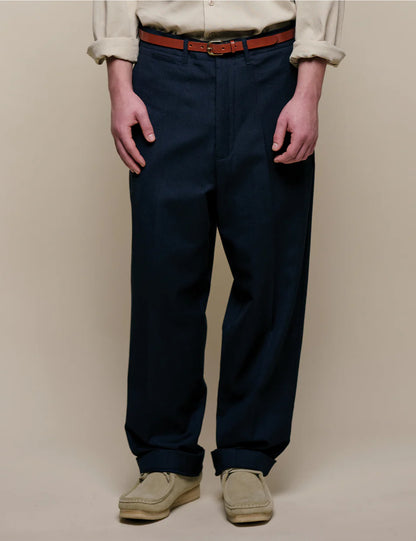 MERZ B. SCHWANEN - 1920s Cotton Twill Worker Chino - Dark Navy