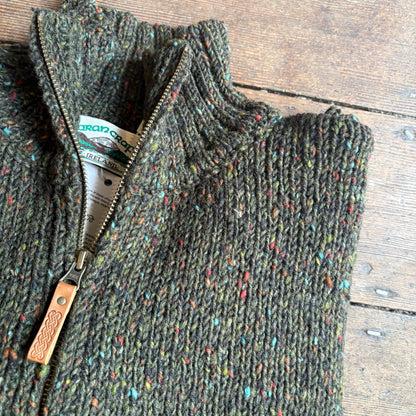 ARAN CRAFT - Donegal Wool Half Zip Sweater - Forest Green