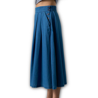 Bibico - Wander Midi Skirt - Textured Denim