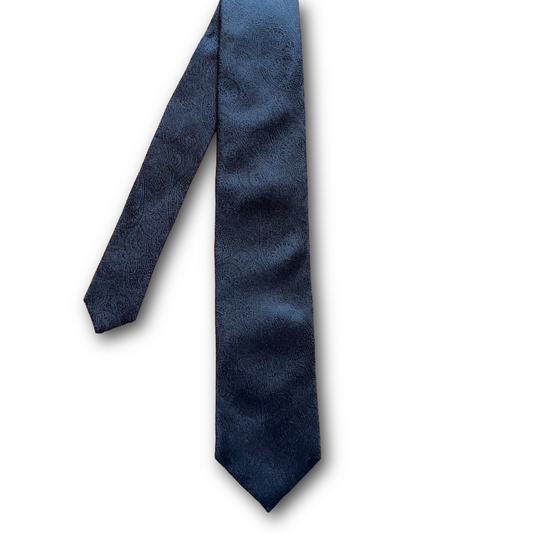Regent - Woven Silk Tie - Black Paisley