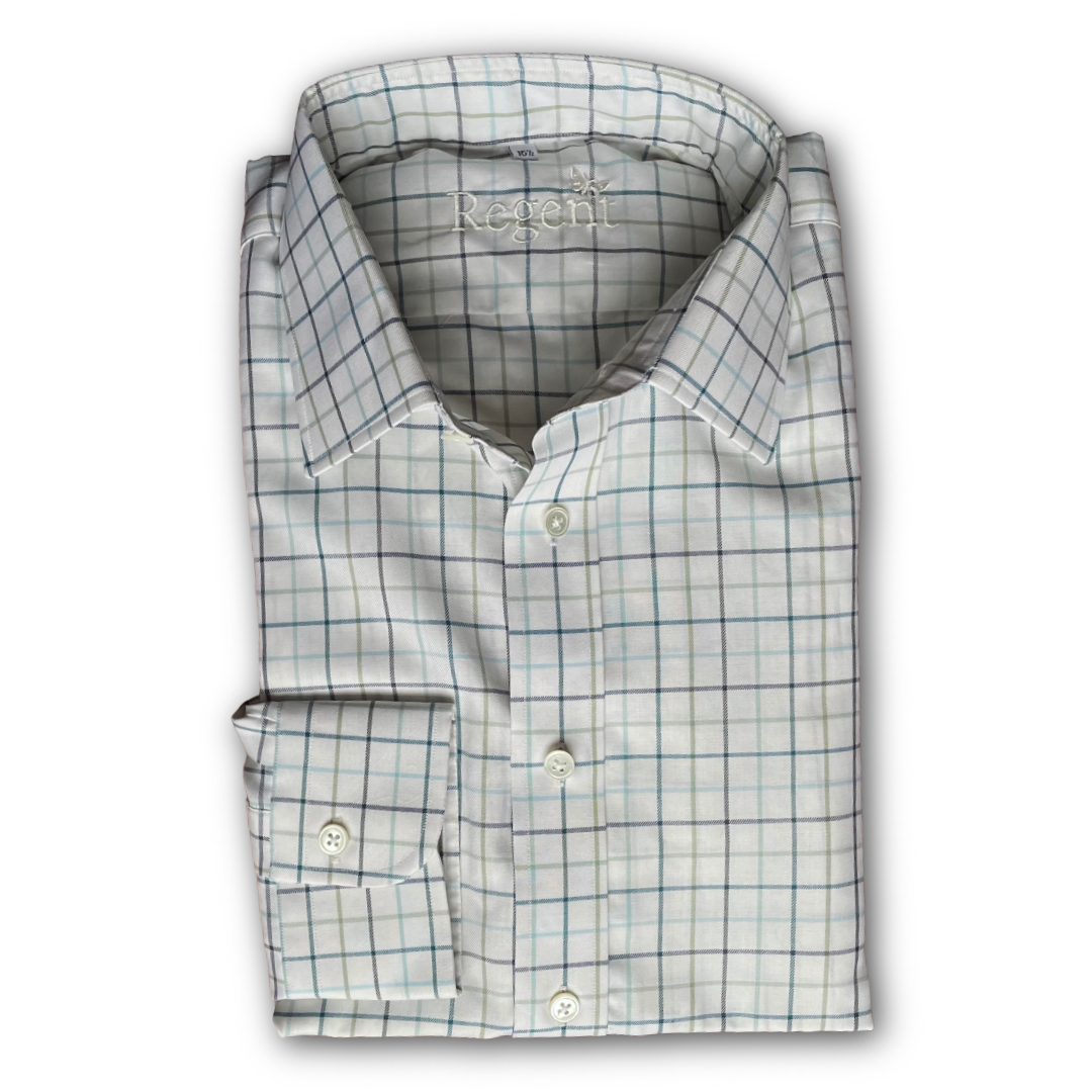 Regent Shirt- Pigeon - Twill - Country Check