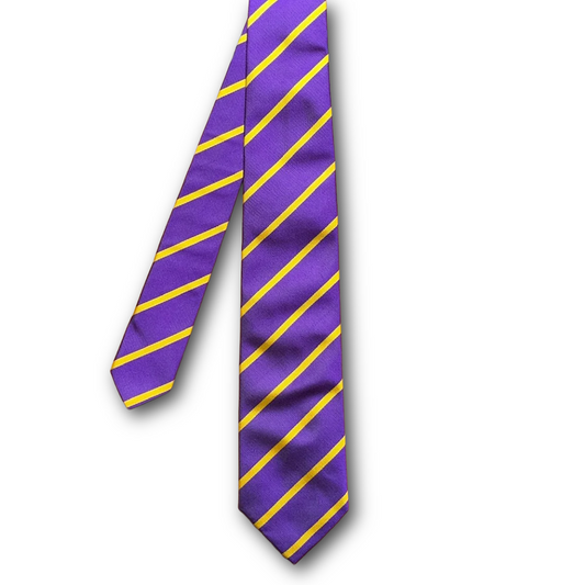 Regent - Woven Silk Tie - Purple with Yellow Stripe