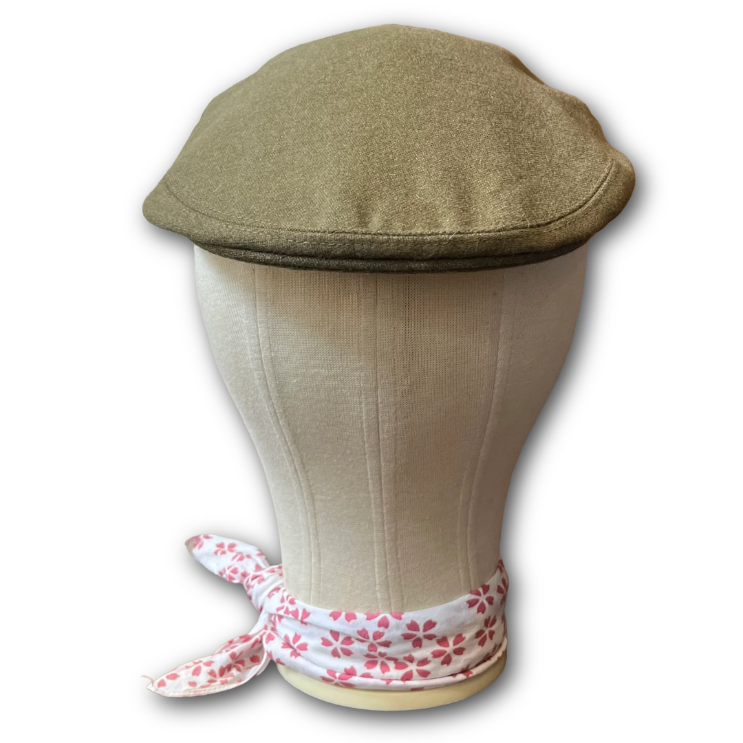 Khaki green covert flat cap