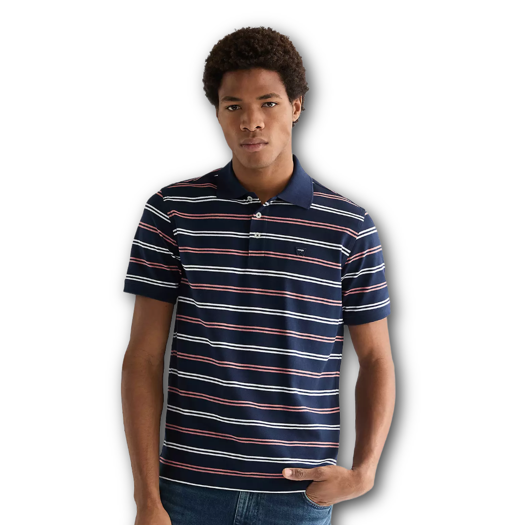 Wrangler - Regular Stripe Polo Shirt - Navy