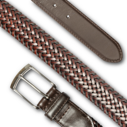DENTS - Woven Woven Leather Belt - Brown