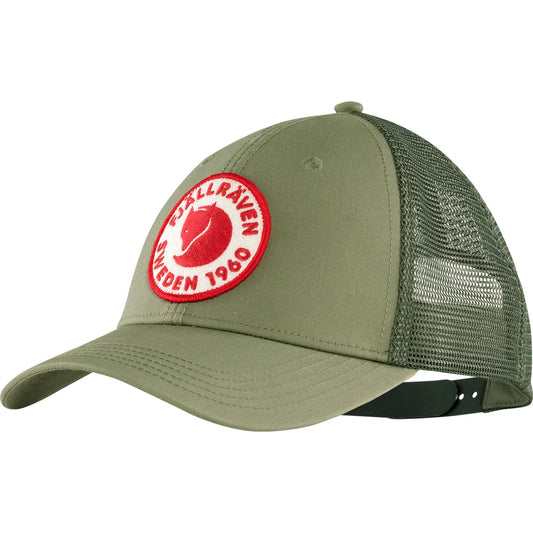 Green cap with a red logo on a white background