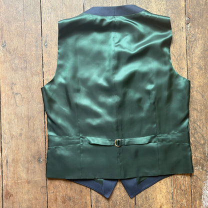Regent - Lee Waistcoat – Emerald Green/ Navy Wool