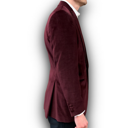Regent - 'Raymond' Smoking Jacket - Burgundy Red - Velvet 310g