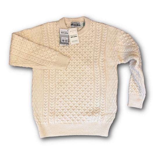 Beige cable knit comfortable sweater with Merino wool sold at regent in salisbury