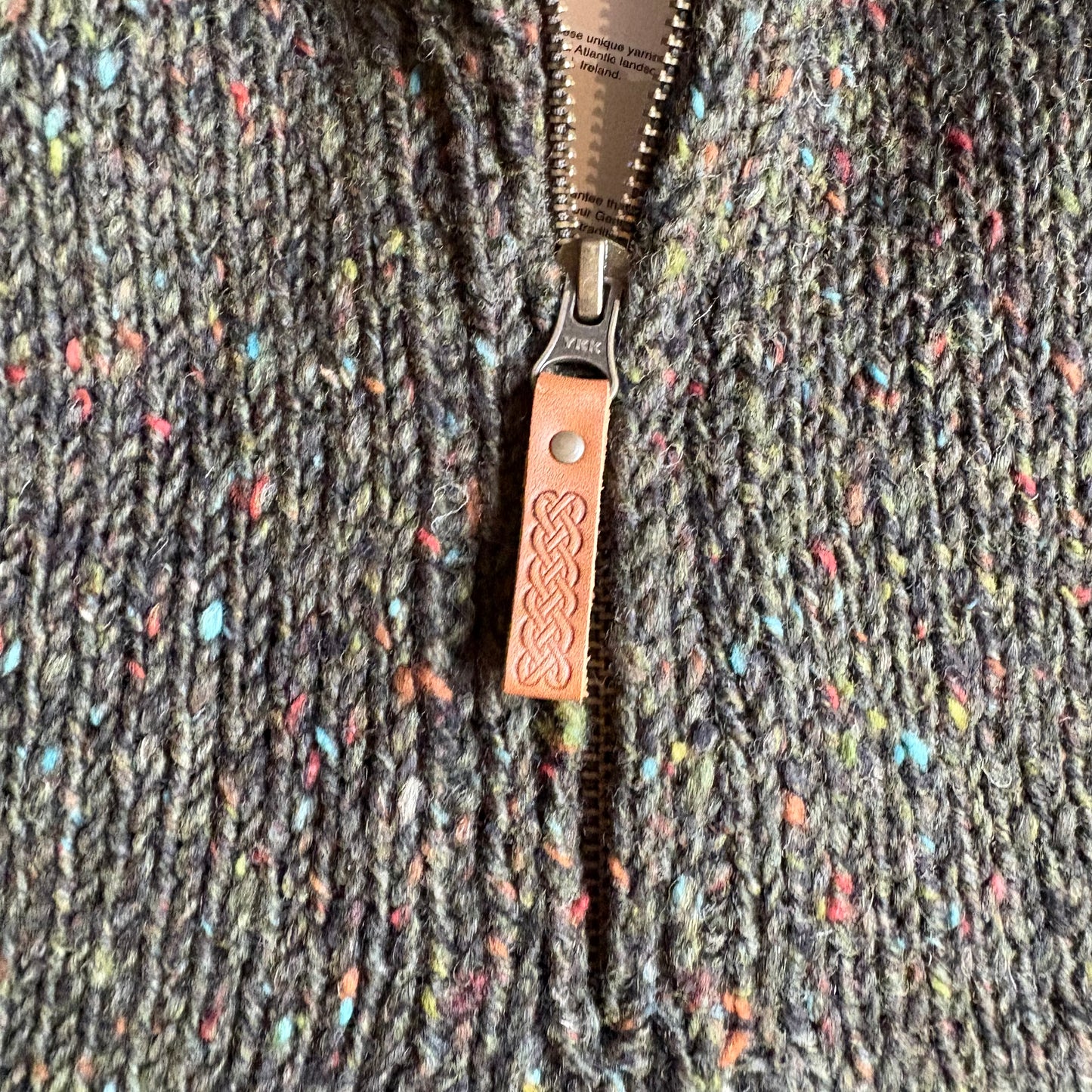 ARAN CRAFT - Donegal Wool Half Zip Sweater - Forest Green