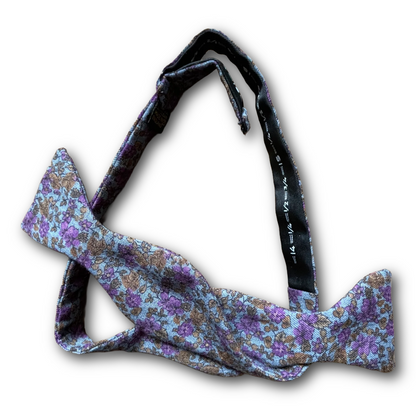Regent - Wool Bow Tie - Floral - Blue/Purple/Bronze