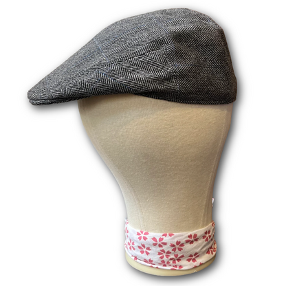 Regent - Flat Cap - Grey Tweed with Blue Overcheck