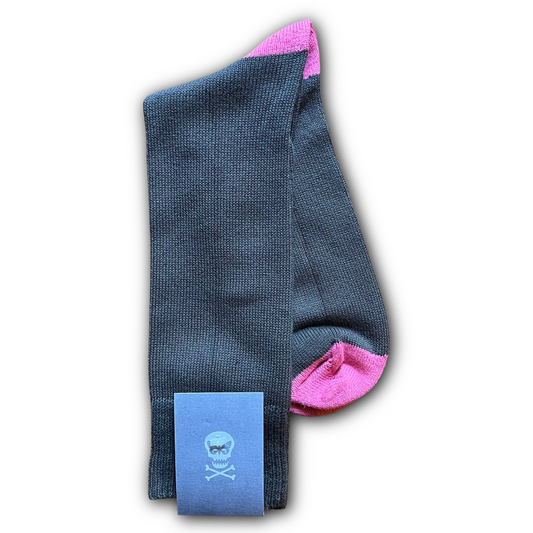 Two toned sock grey with pink heel details