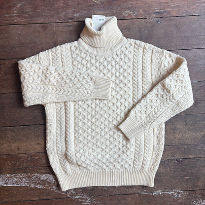 ARAN CRAFT - Merino Roll Neck Sweater - Natural