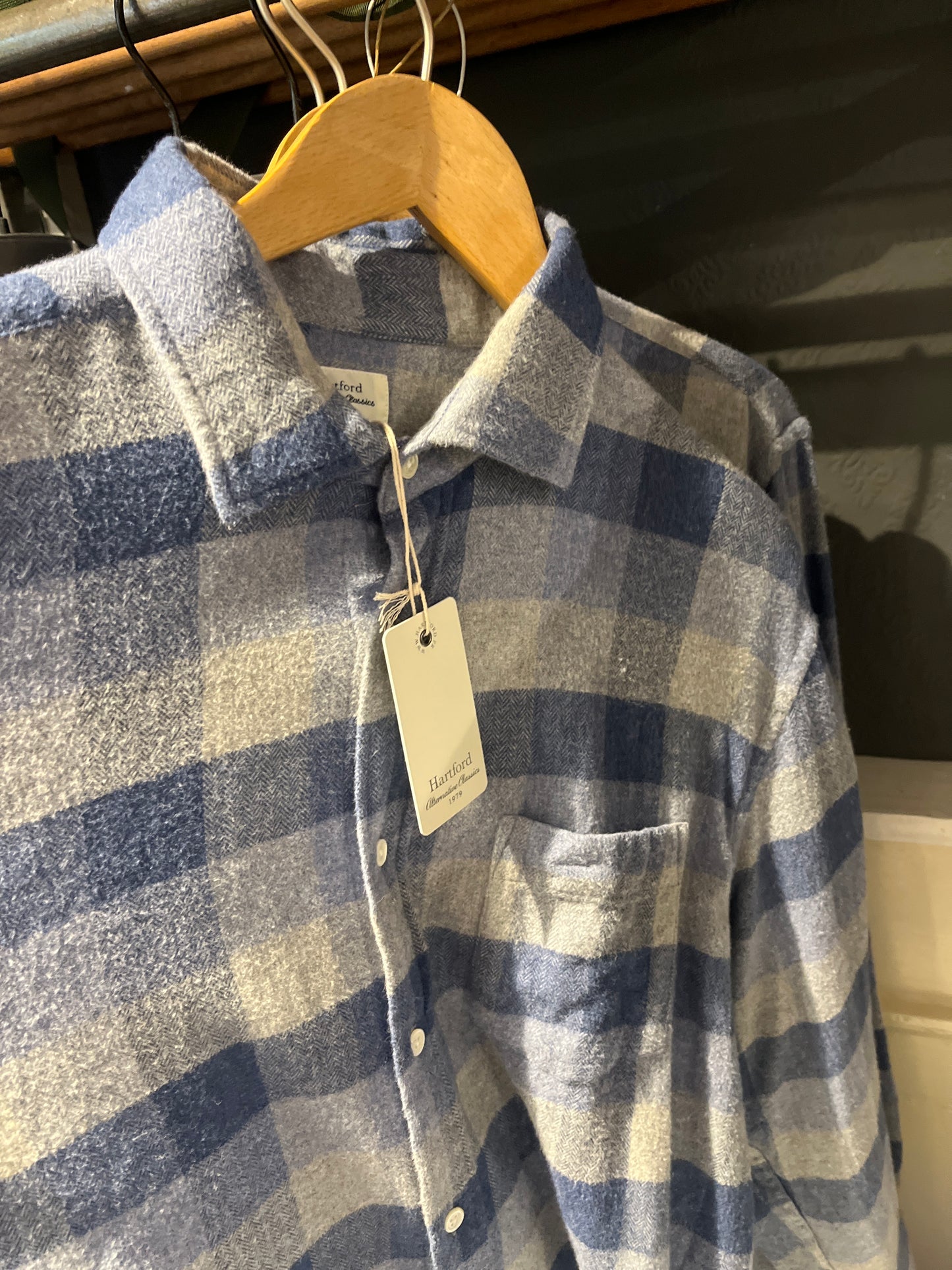 Hartford - Paul Woven Shirt - Blue/Grey Check