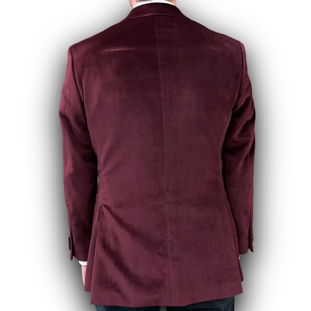 Regent - 'Raymond' Smoking Jacket - Burgundy Red - Velvet 310g