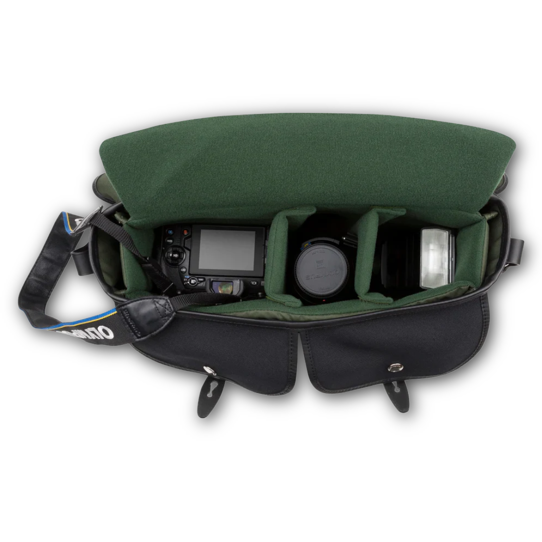 inside of billingham camera bag with compartments sold at regent in salisbury 