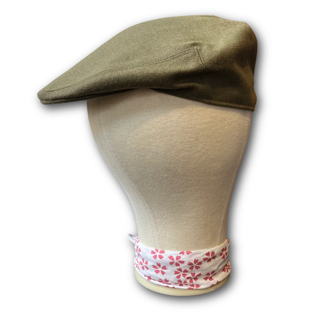Regent - Flat Cap - Khaki Green Covert Cloth