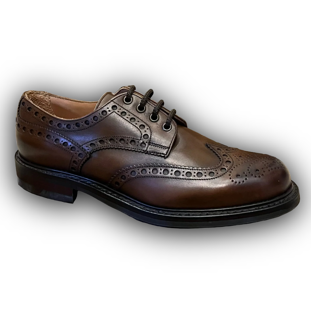 Wingcap derby brogues in mocha leather