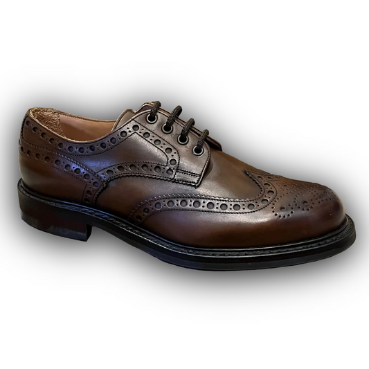 Wingcap derby brogues in mocha leather