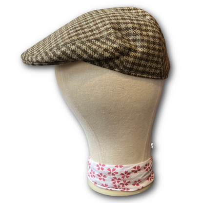 Regent - Flat Cap - 'Garbut' Brown/Beige Houndstooth Tweed
