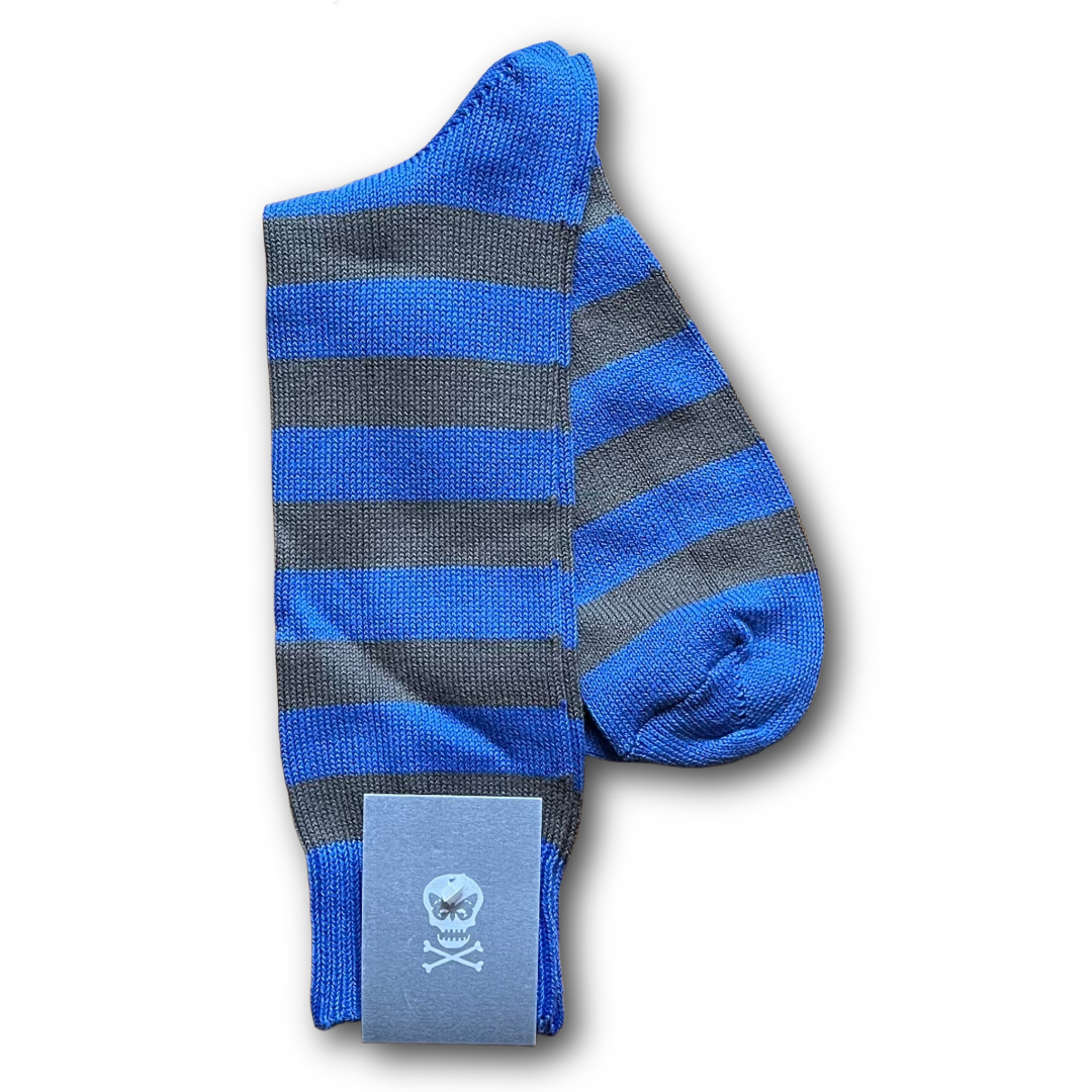 Blue and grey striped socks 