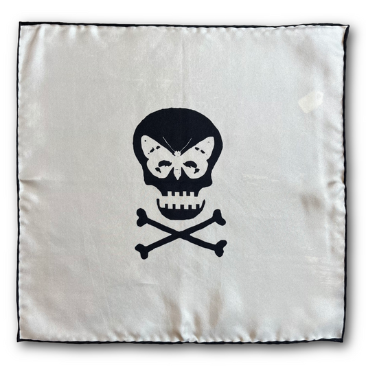 Regent - Silk Pocket Square - Cream Skull