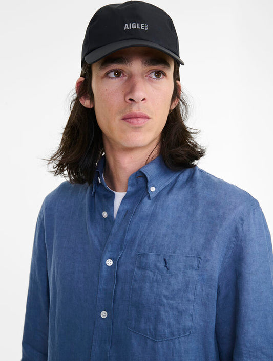 Aigle - Long Sleeved Linen Shirt - Marsh Blue