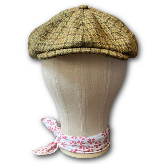 Green tweed with overcheck baker boy cap