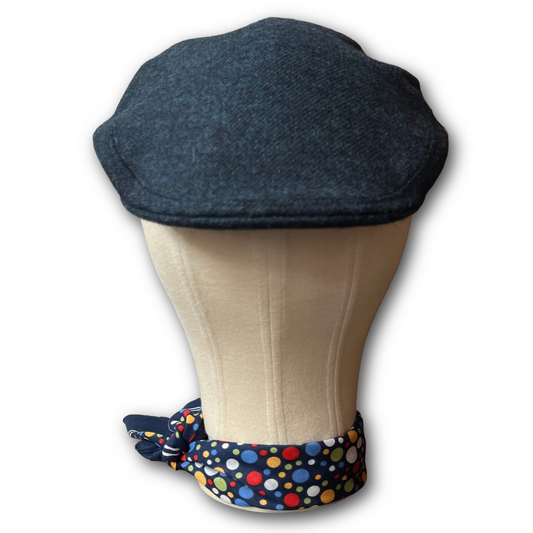 Moon peacock blue tweed flat cap