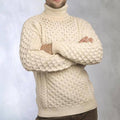 ARAN CRAFT - Merino Roll Neck Sweater - Natural