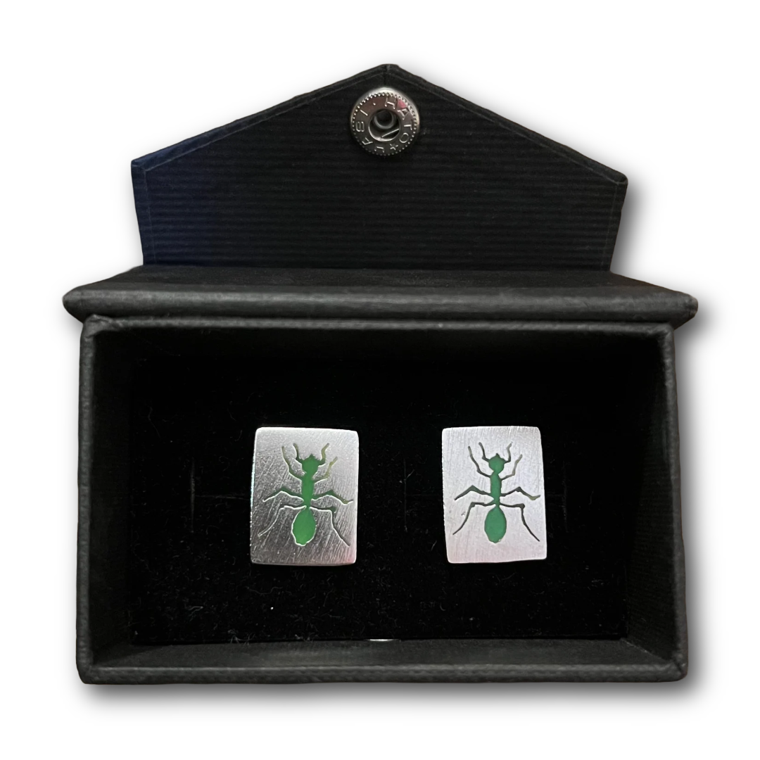 Regent Sterling Silver Cufflinks - Green Ants