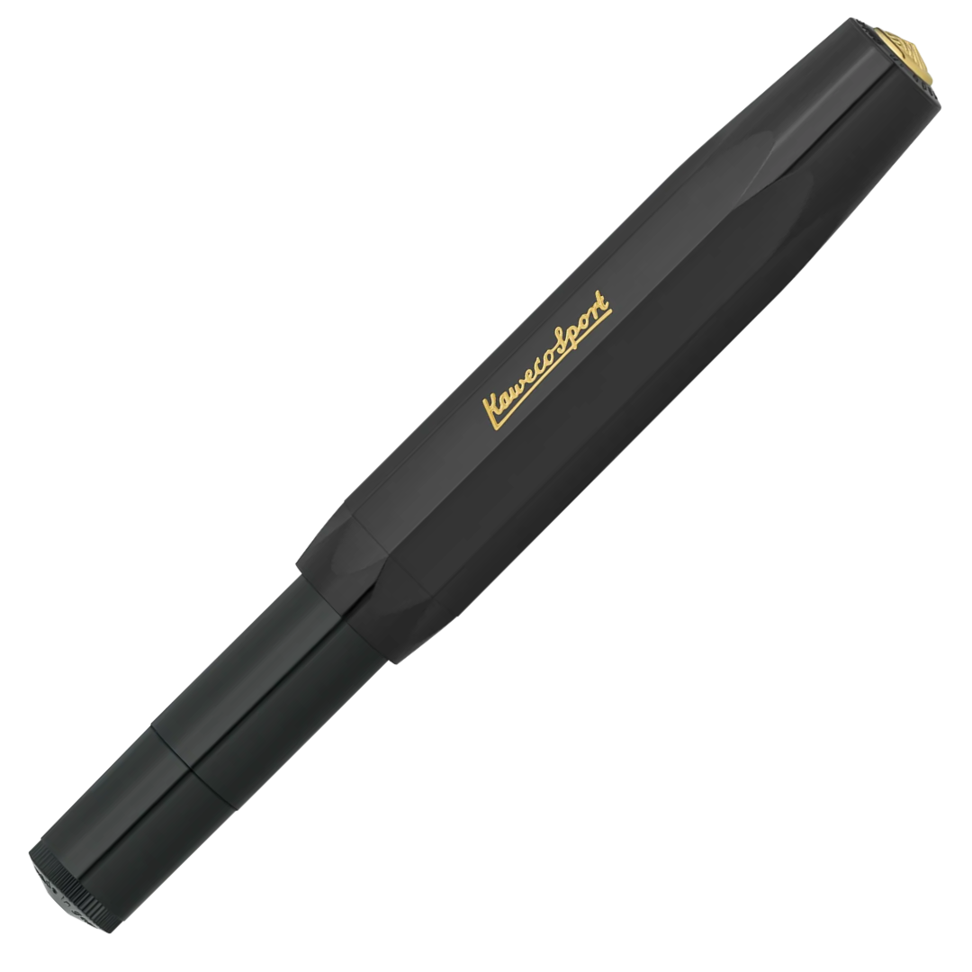 A sleek black Vavic sport pen with a gold logo printed on the barrel, shown diagonally on a solid white background.