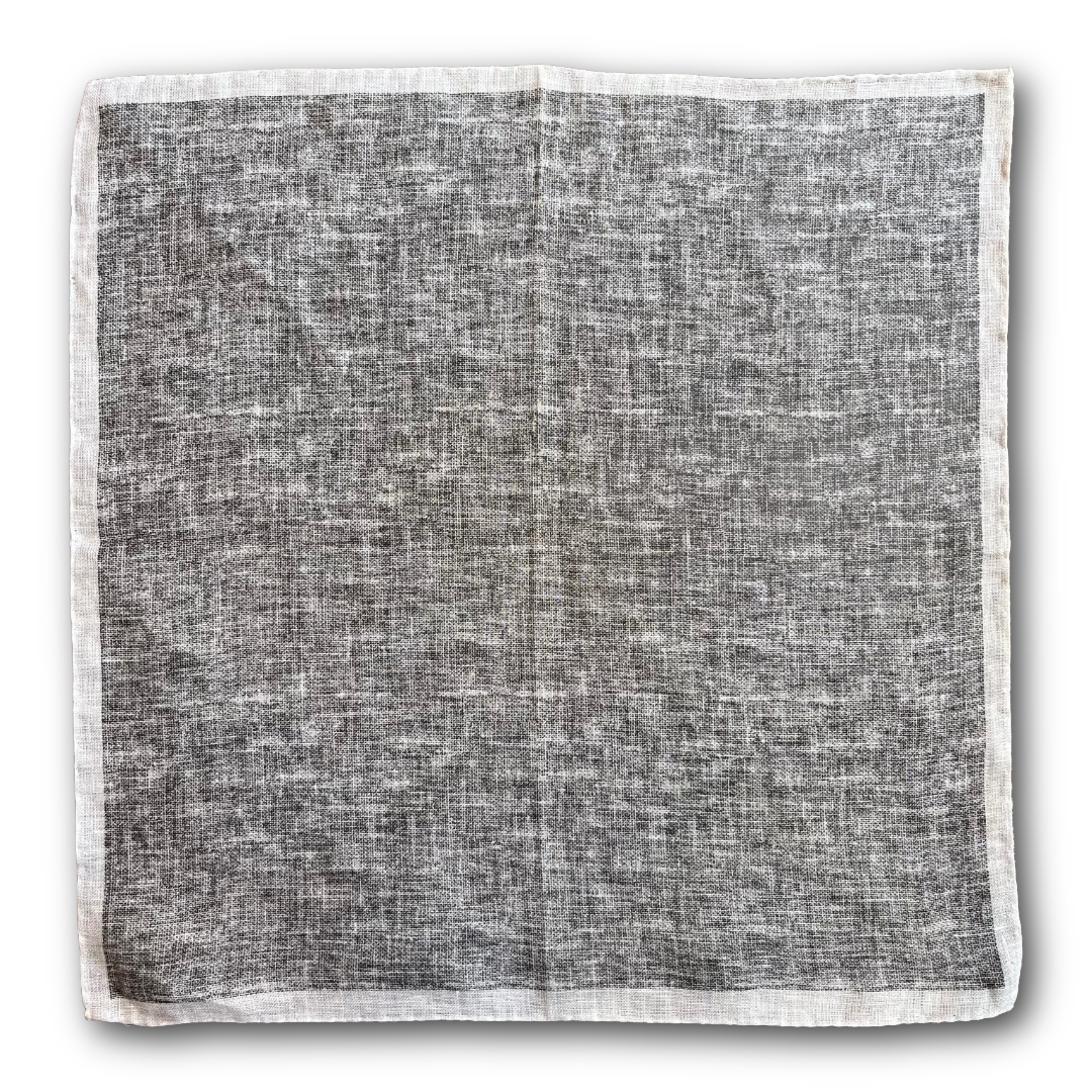 Regent - Wool Pocket Square - Grey/White Trim