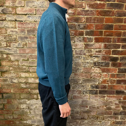 Regent - Quarter Zip Jumper  - Geelong Lambswool - Grecian Sea Blue