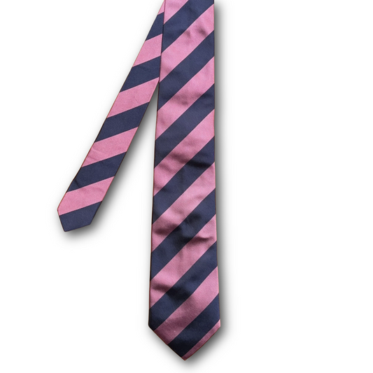 Regent Luxury Silk Tie - Pink & Navy Stripe