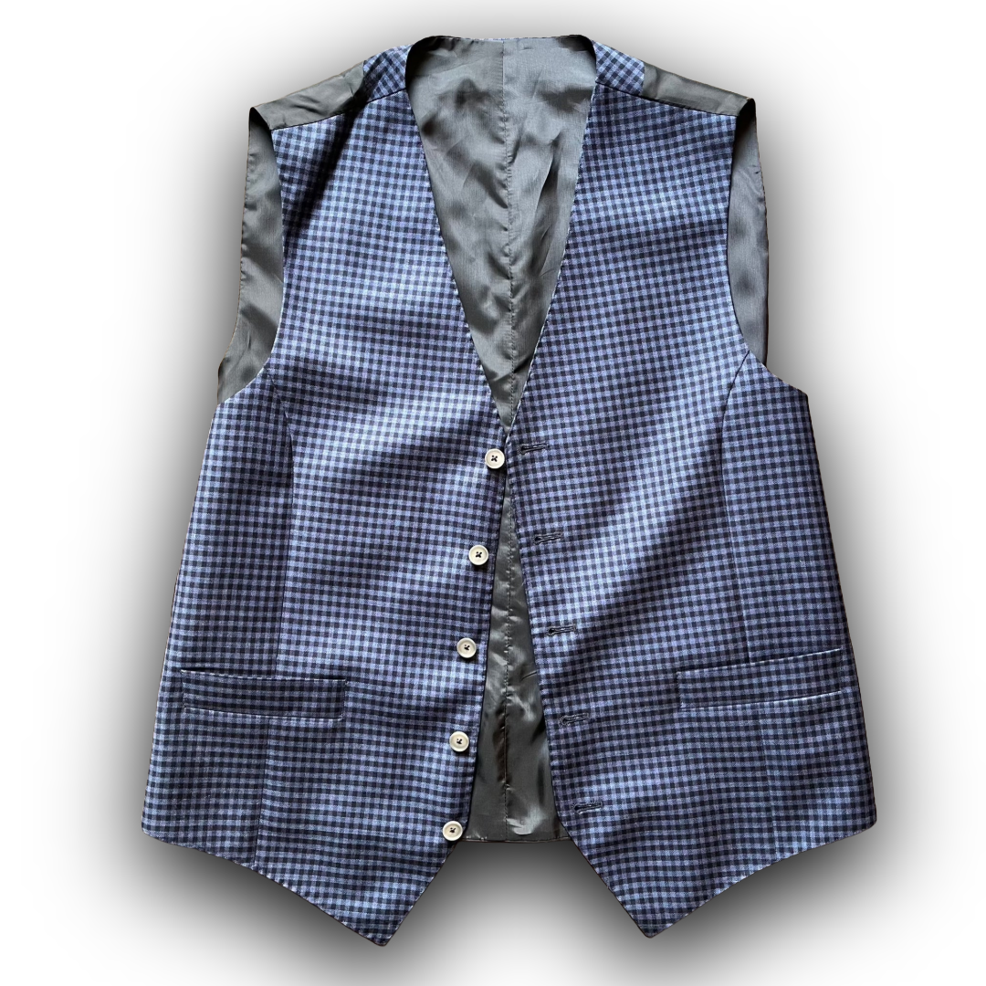 Blue small check waistcoat