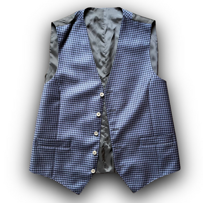 Blue small check waistcoat