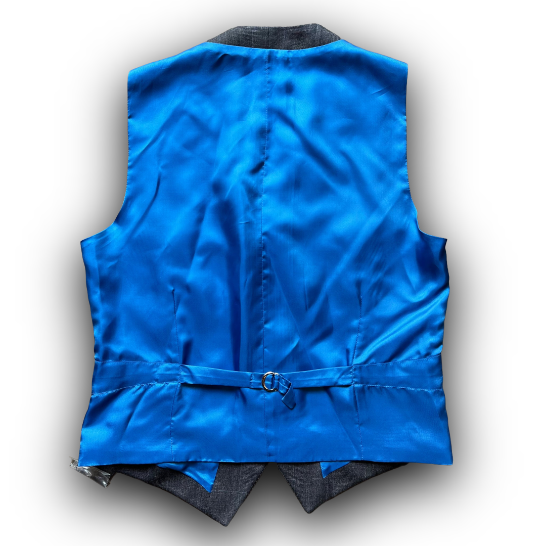 Regent - Norton Waistcoat – Charcoal Grey Wool with Blue Overcheck