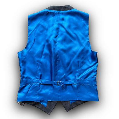 Regent - Norton Waistcoat – Charcoal Grey Wool with Blue Overcheck