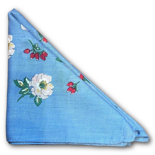 Regent - Cotton Hanky - Bandana - Sky Blue with Wildflowers