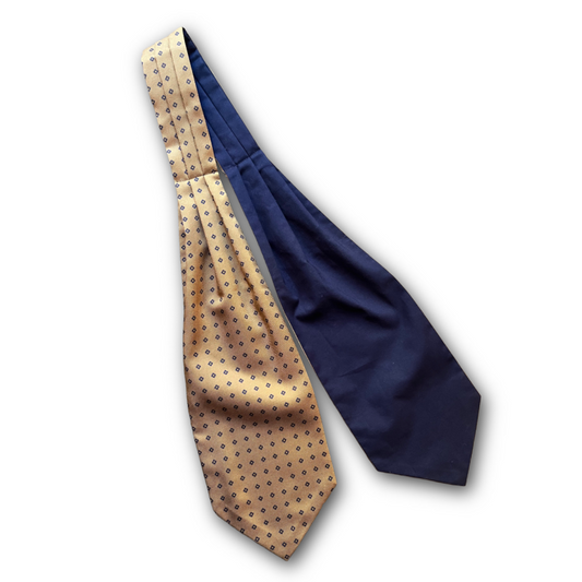 Regent - Silk/Cotton Cravat - Geometric- Gold/Navy