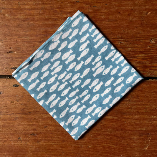 Niwaki - Cotton Handkerchief - Blue / Fish