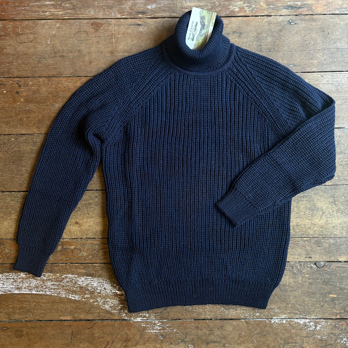 ARAN CRAFTS - Rib Roll Neck Sweater - Navy
