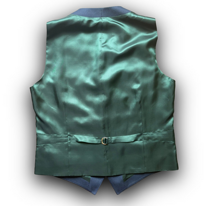 Regent - Lee Waistcoat – Emerald Green/ Navy Wool