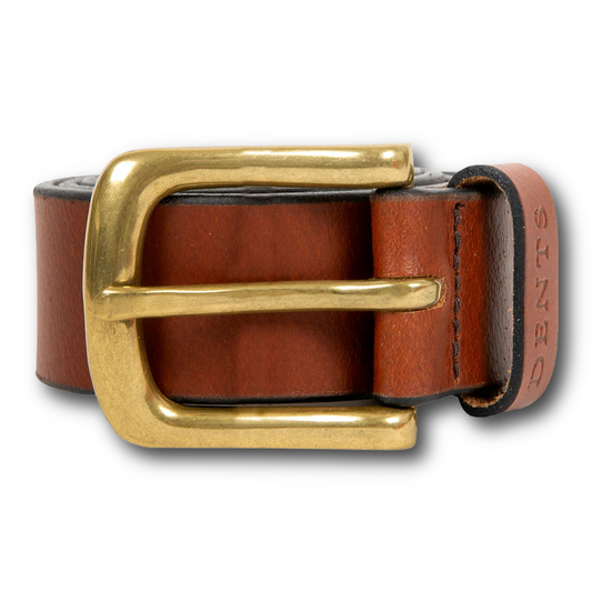 DENTS - Men’s Heritage Lined Full-Grain Leather Belt With Antique Brass - Tan