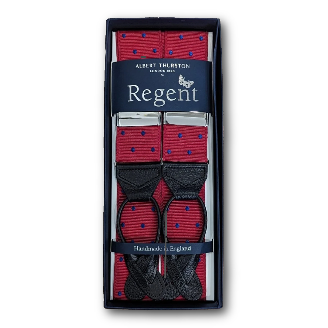 Albert Thurston x Regent - Braces - Red with Blue Spot