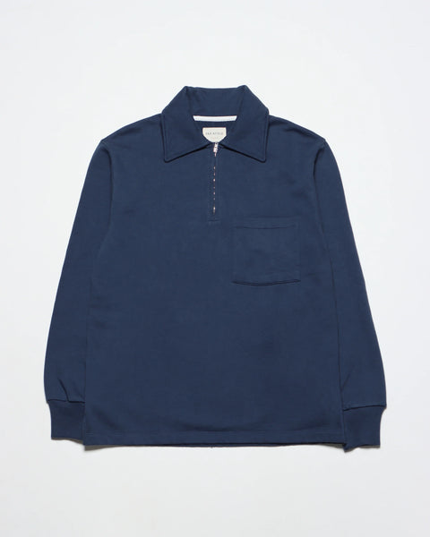 FAR AFIELD - Levy Half Zip Sweatshirt - Cotton - Blue